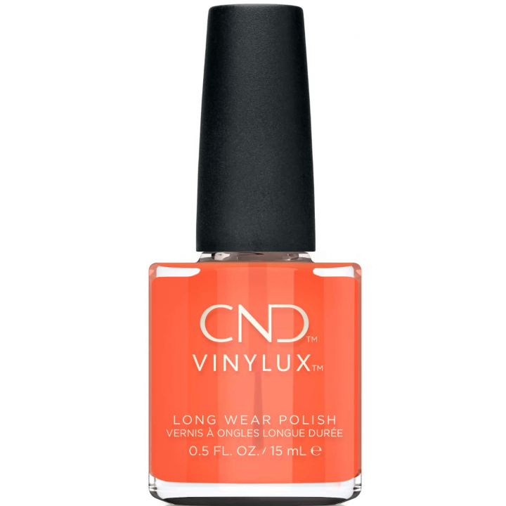 CND Vinylux Gleam & Glow No.471 Ig-Night-Ed - Sheer red-orange that lights up the night - Long-lasting shine - Dramatic and summery look