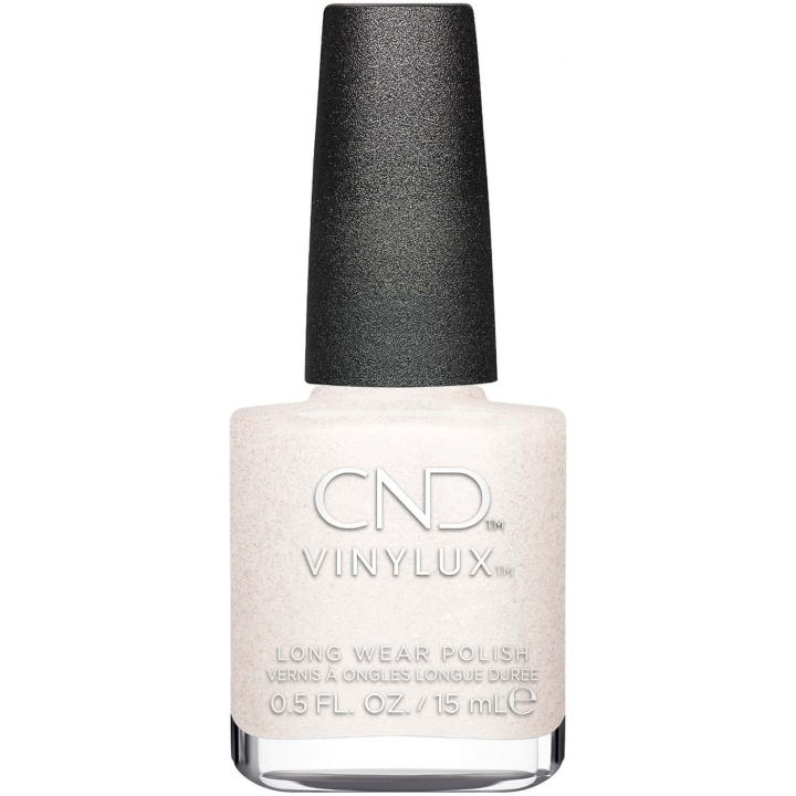 White nail polish with silver sparkles – CND Vinylux No. 479 Winter Warrior – Sophisticated winter look