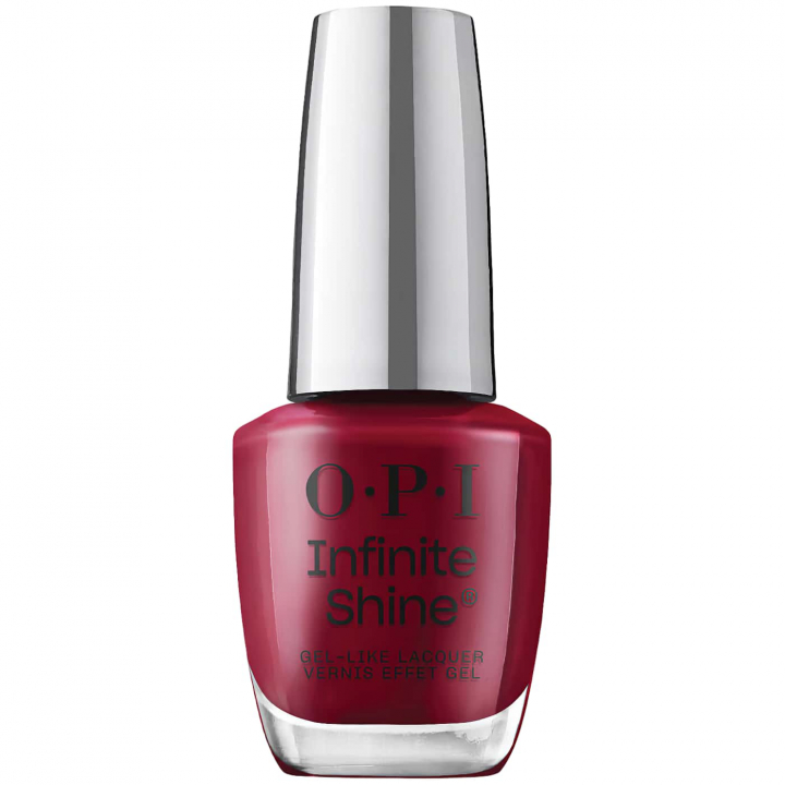 OPI Infinite Shine Malaga Wine – rich red wine nail polish with long-lasting shine – luxurious finish for any occasion