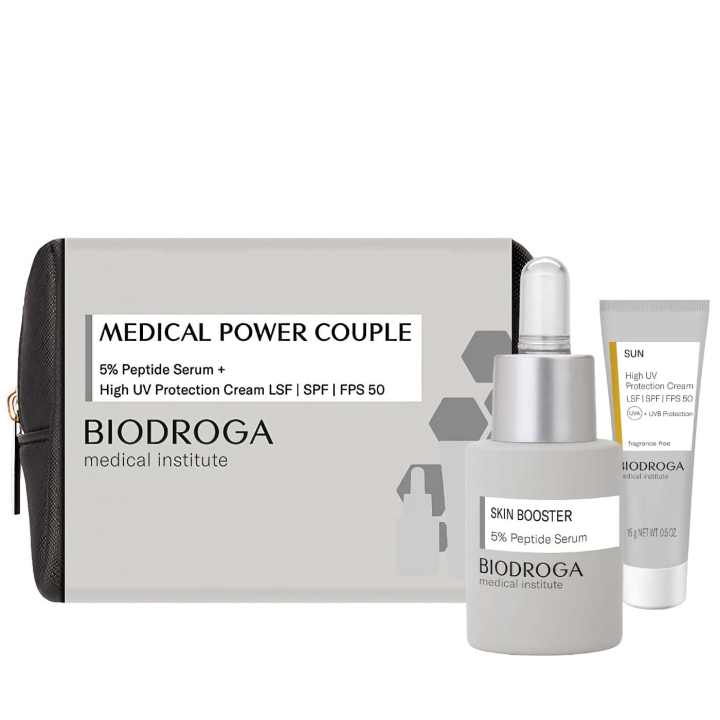 Biodroga Medical Power Couple kit with SPF 50 UV Protection and Peptide Serum | Enhances Skin Protection and Elasticity