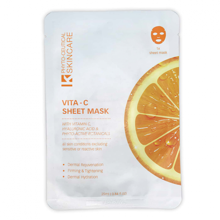 Revitalizing Kalahari Vitamin C sheet mask - brightens, hydrates, and rejuvenates skin, suitable for all skin types