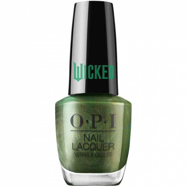 OPI Wicked Ozitively Elphaba - green shade with gold pearlescence, perfect for a bold and eye-catching manicure