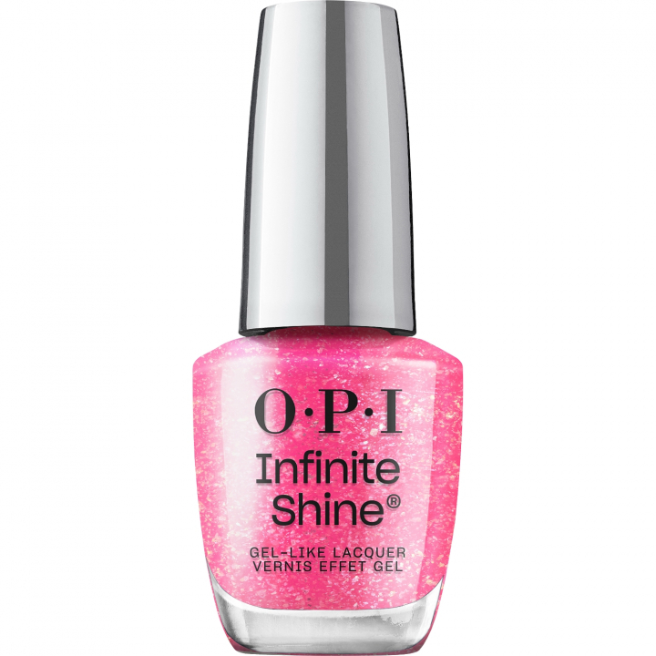 OPI IS Glossed in Your Thoughts - Pink nail polish with sparkling shimmer for a playful and bold look