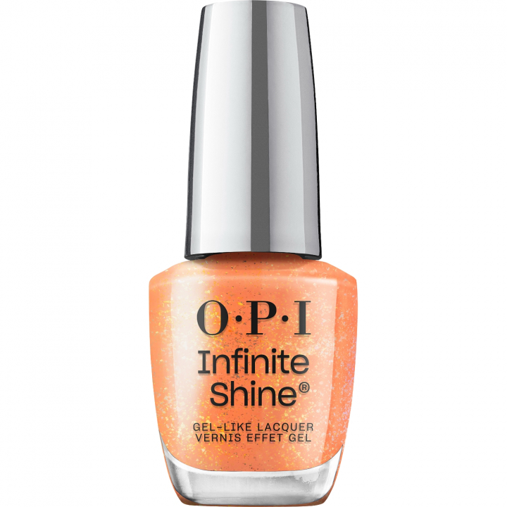 OPI IS Dreamsicle - Orange nail polish with golden glitter for a vibrant and energetic manicure