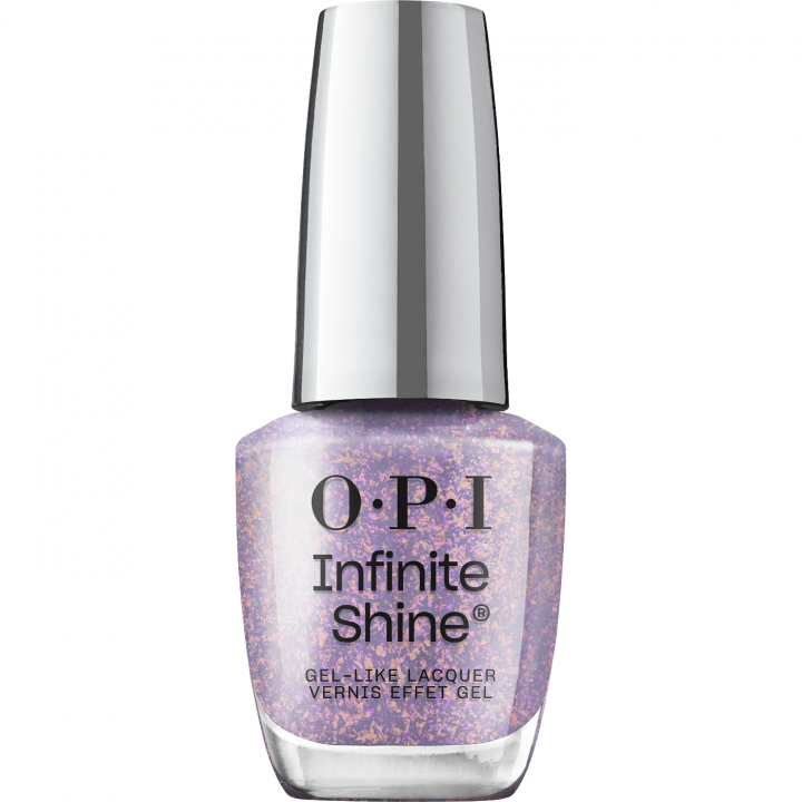 OPI Infinite Shine Im Dreaming Where Time Stuns Still - Lavender with rose gold shimmer and dreamy shine.