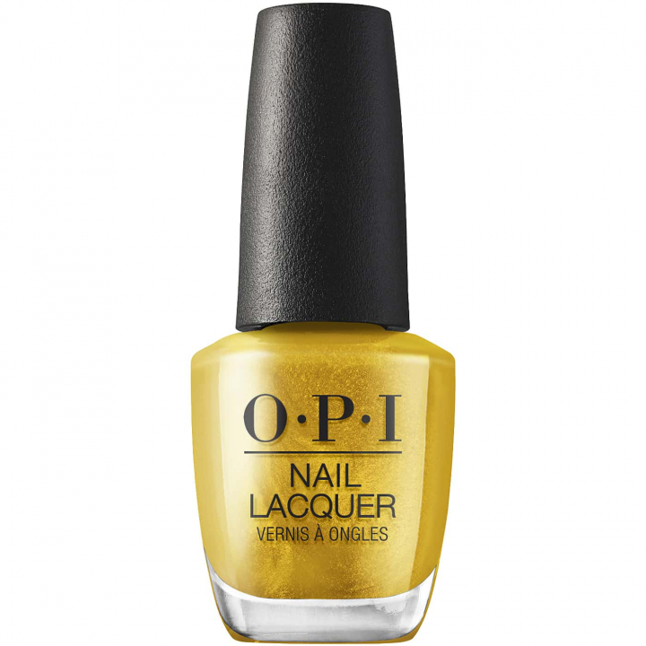 A vibrant and glittering gold shade with a shimmering metallic finish, gives a glamorous touch to your nails - OPI Metallic Mega Mix Metallic Rewind nail polish