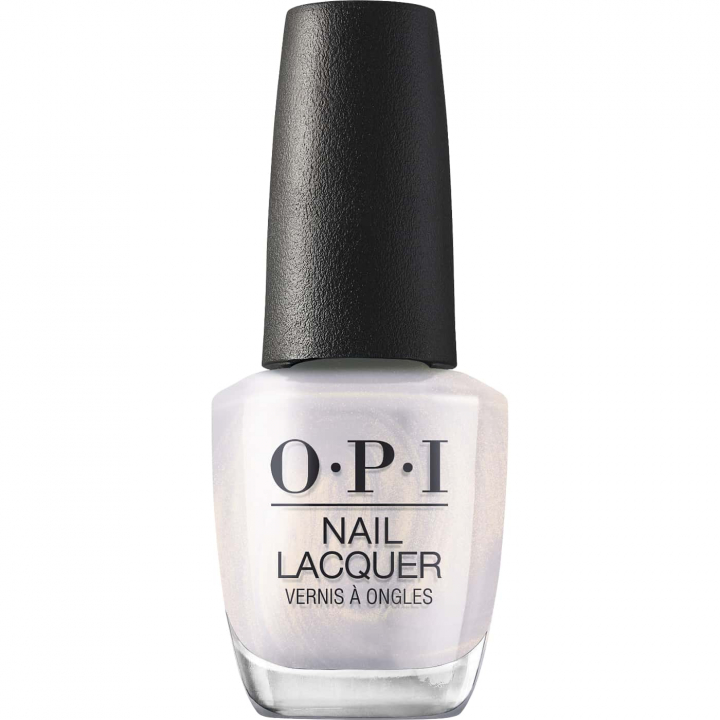 OPI Welcome to Your Whirl - White shimmering nail polish with pearlescent reflections for a sleek and modern manicure