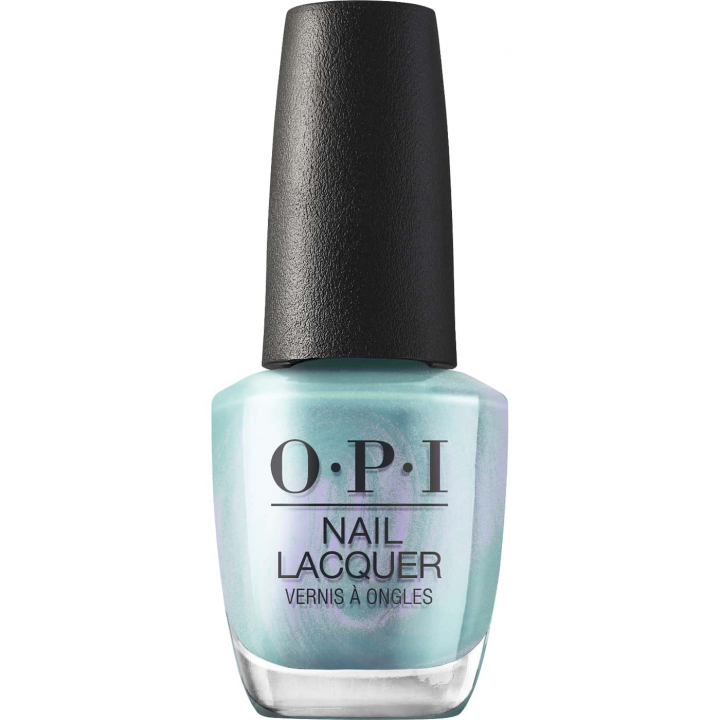 OPI Reality Check Ya Out - Aquamarine blue shimmering nail polish with purple undertones for a fresh and trendy look